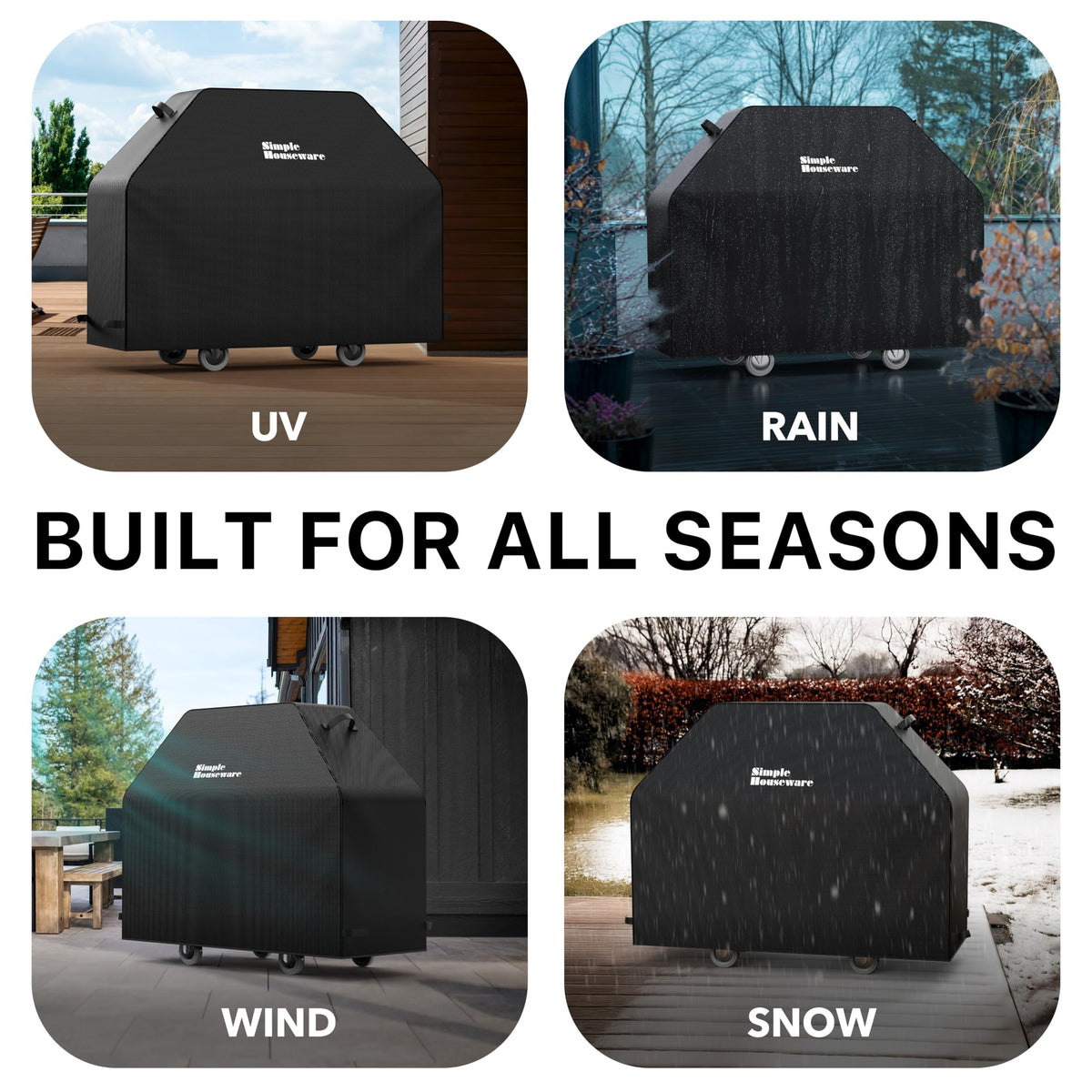 Simple Houseware 64in BBQ cover UV-resistant fabric helps prevent fading outdoors.