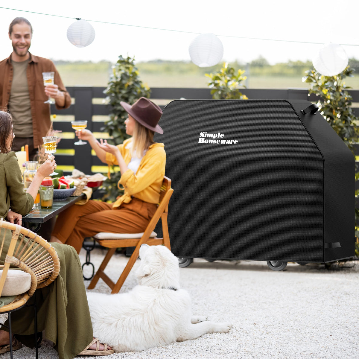Simple Houseware 60in fit demonstrates compatibility with most grills.