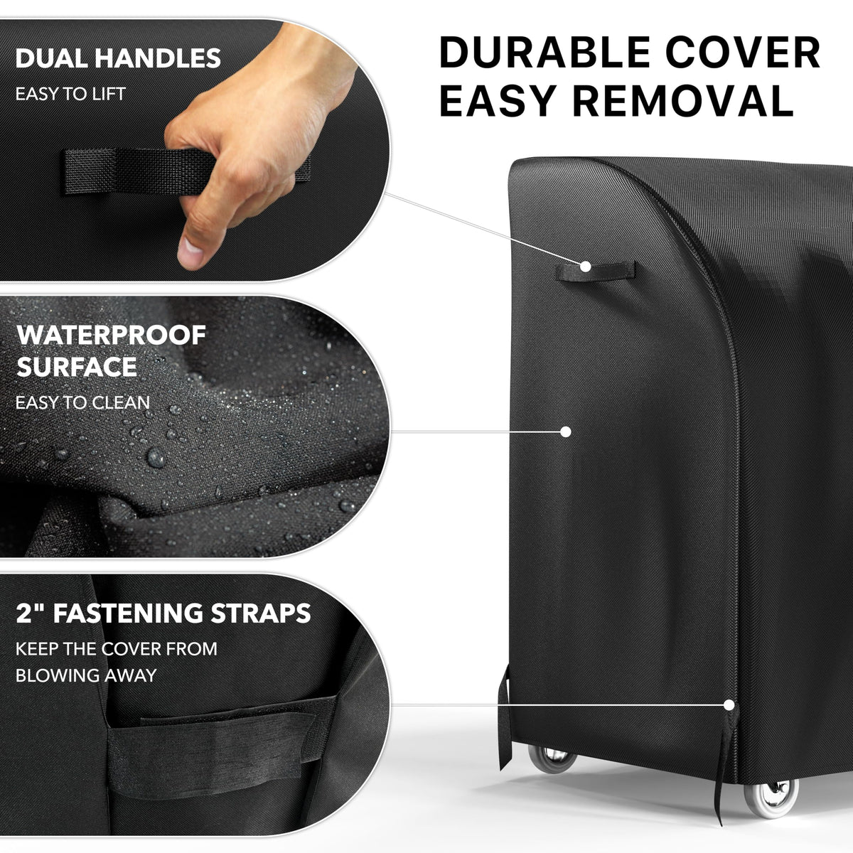 Simple Houseware grill cover with adjustable straps and sturdy handles.