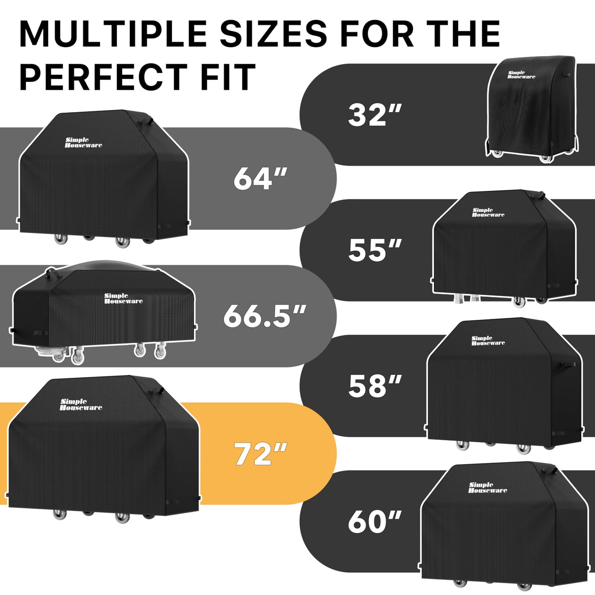 Simple Houseware strap-secured grill cover shown wrapped snugly against gusts