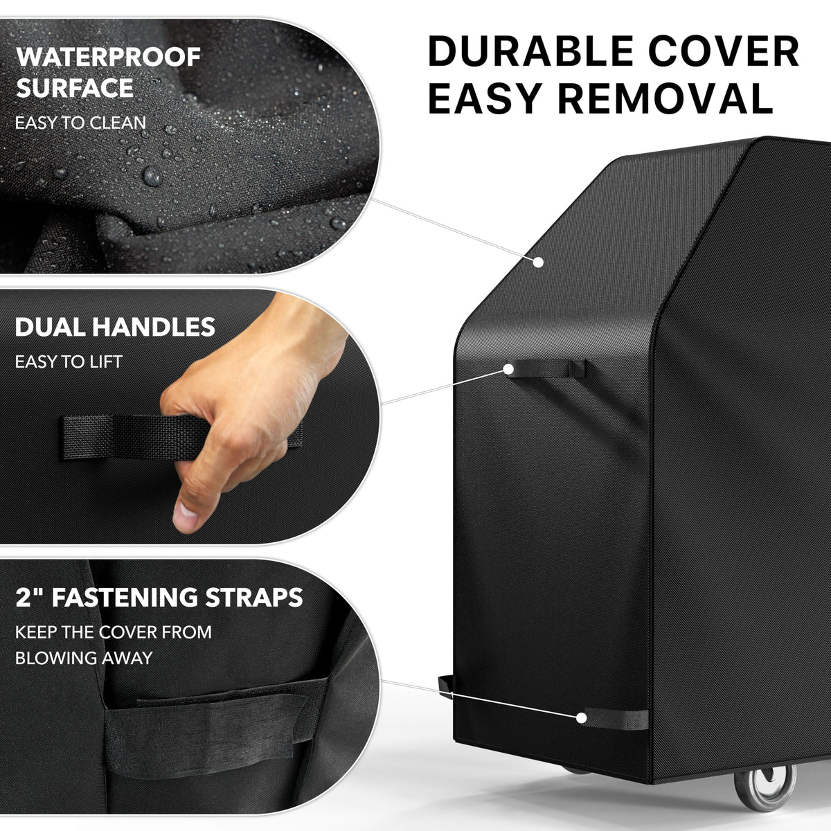 Simple Houseware handles detail, easy lift for removal.
