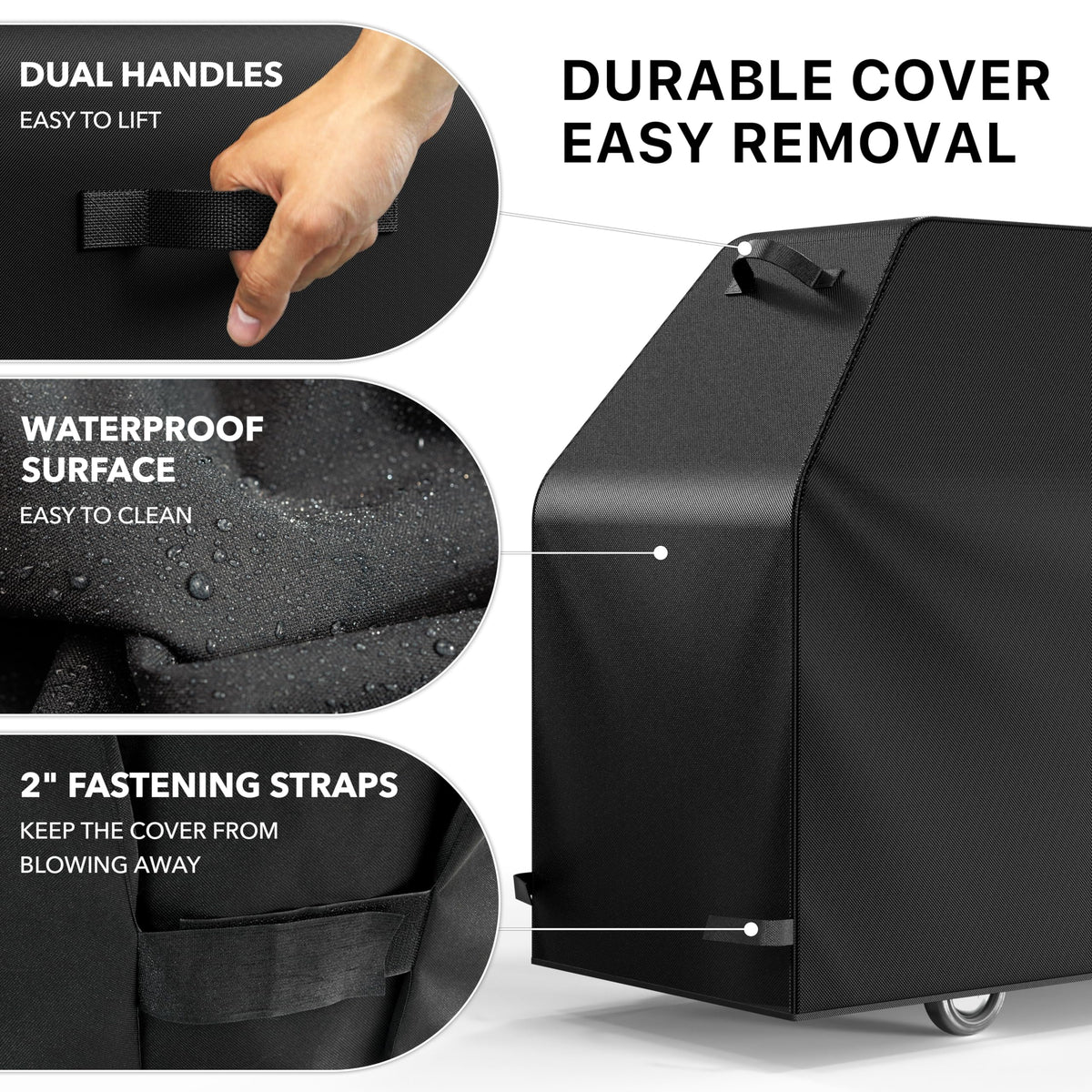 Simple Houseware secure straps keep the cover snug during windy weather.