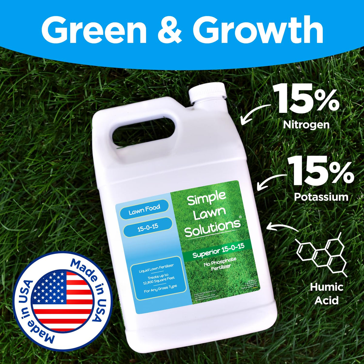 Simple Lawn Solutions 15-0-15 commercial-use-ready product for large landscapes.