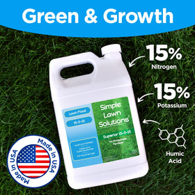 Simple Lawn Solutions 15-0-15 commercial-use-ready product for large landscapes.