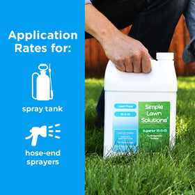 Simple Lawn Solutions 15-0-15 humic-acid-rich-formula supports soil vitality and nutrient access.