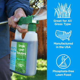 Simple Lawn Solutions 15-0-15 includes humic acid and kelp for soil vitality.