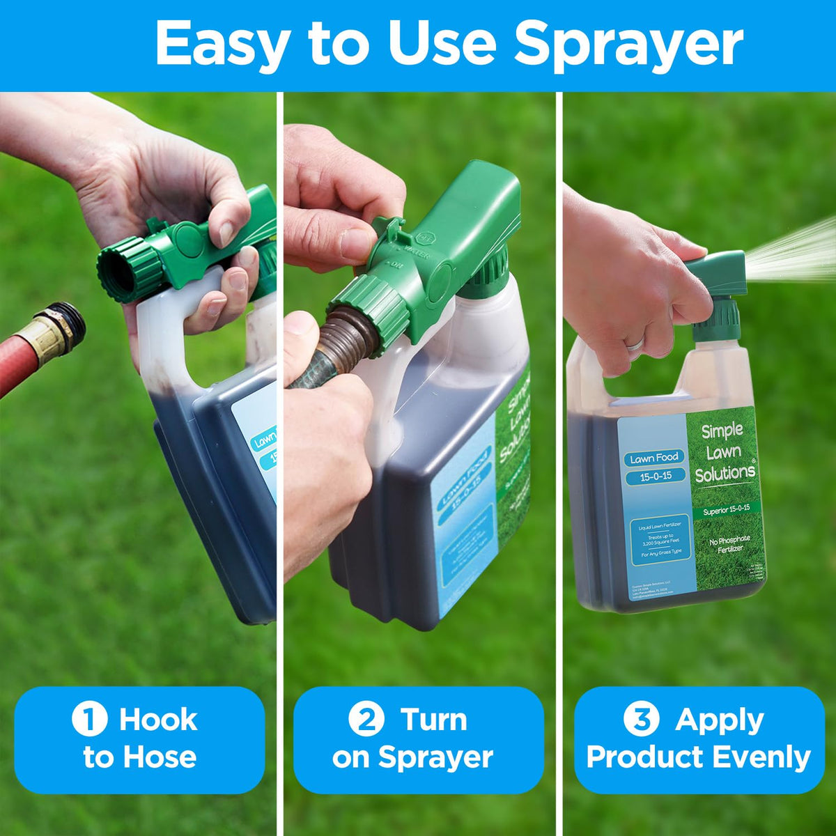 Simple Lawn Solutions 15-0-15 nutrient blend delivers nitrogen and potassium for greener turf.