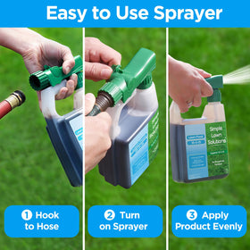 Simple Lawn Solutions 15-0-15 nutrient blend delivers nitrogen and potassium for greener turf.