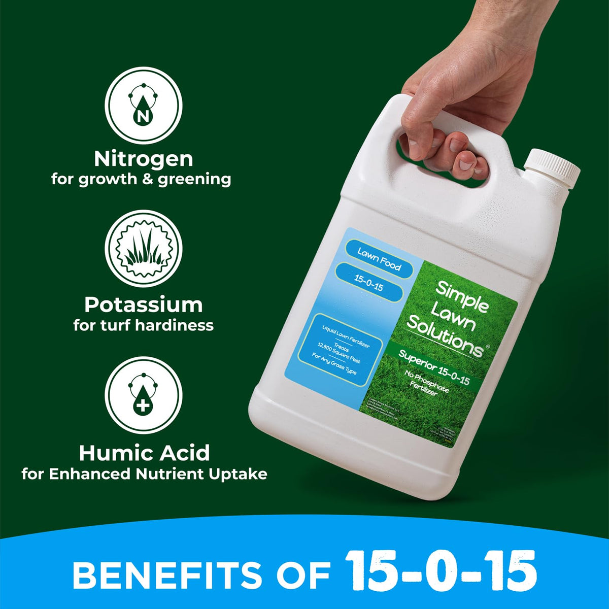 Simple Lawn Solutions 15-0-15 USA-made quality for professional lawns and landscapes.