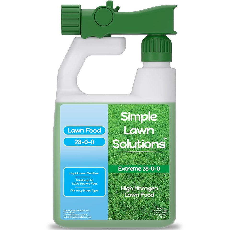 Simple Lawn Solutions 28-0-0 liquid lawn food bottle for quick lawn greening