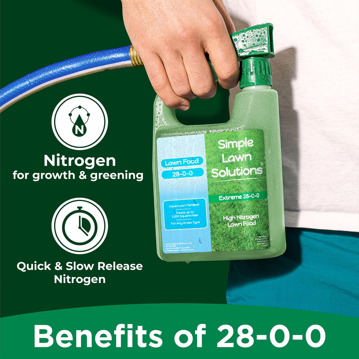 Simple Lawn Solutions attached sprayer enables uniform coverage during application