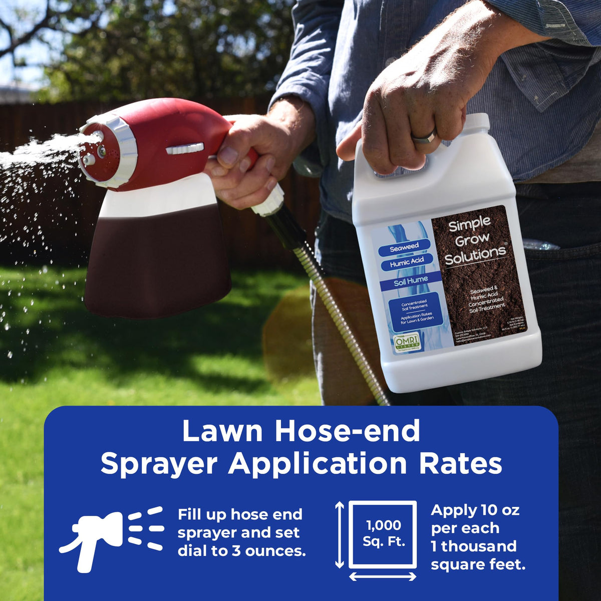 Simple Lawn Solutions concentrated 64-ounce bottle for long-term lawn and garden care.