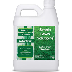 Simple Lawn Solutions Darker Green bottle pour shows immediate lawn color boost