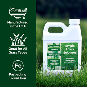 Simple Lawn Solutions Darker Green 32oz packaging supports convenient at-home lawn care