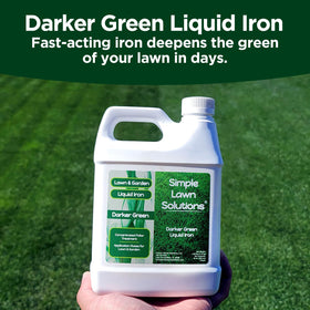 Simple Lawn Solutions Darker Green liquid on turf demonstrates deep green color