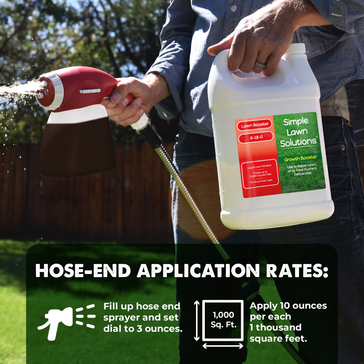 Sprayer setup ready with Growth Booster for even lawn coverage