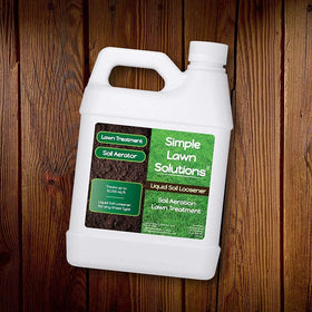 Made in USA badge beside Simple Lawn Solutions Liquid Soil Loosener bottle signaling quality.