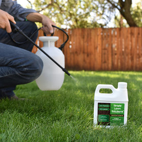32-ounce bottle of Simple Lawn Solutions Liquid Soil Loosener ready to condition soil.