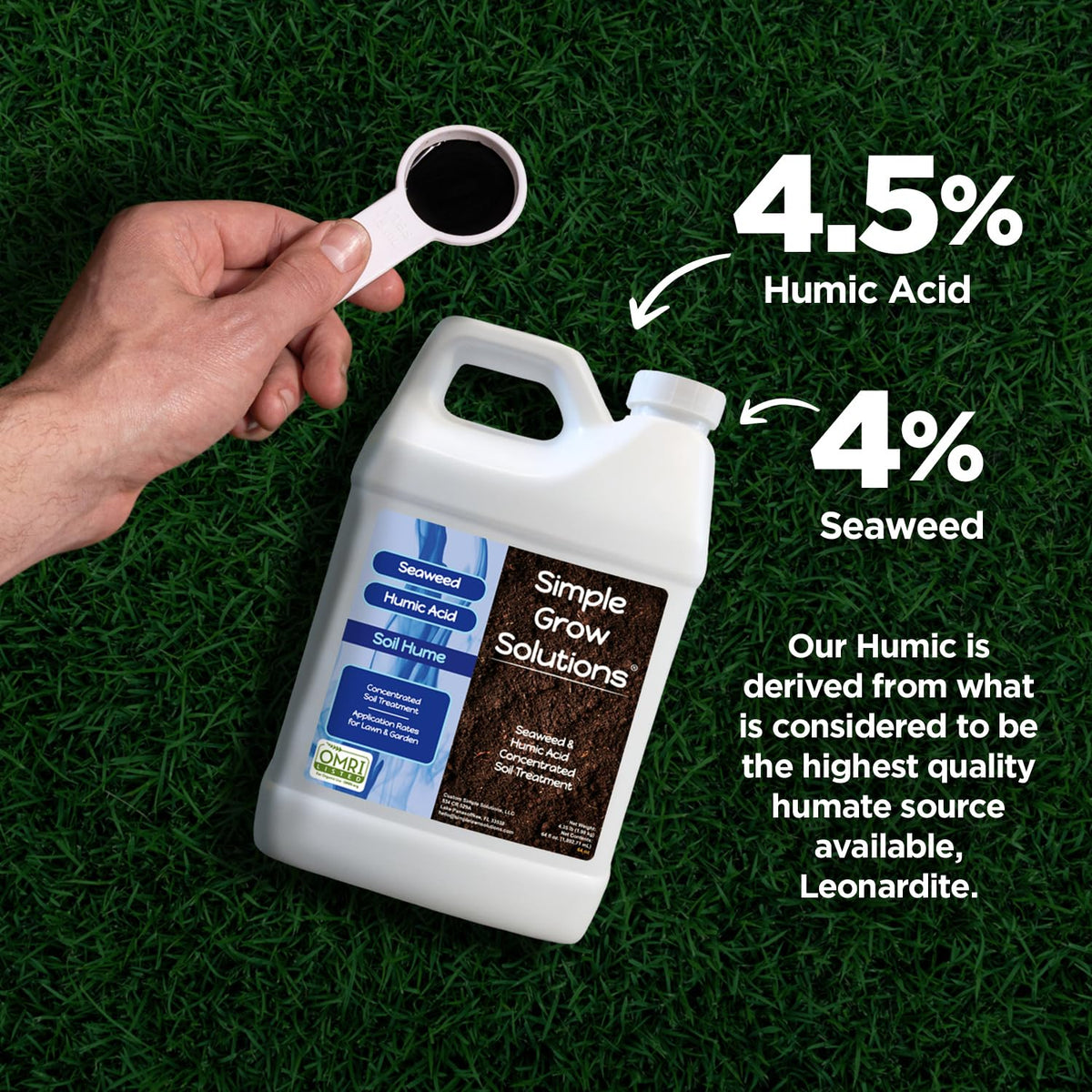 Simple Lawn Solutions mixing with water demonstrates easy dilution for quick coverage.