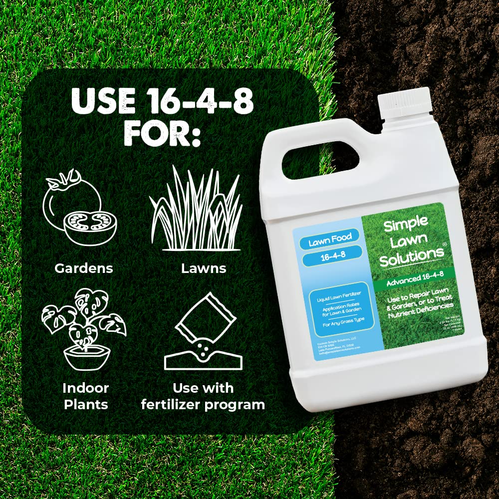 Label detail highlighting balanced NPK in Simple Lawn Solutions 16-4-8