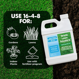 Label detail highlighting balanced NPK in Simple Lawn Solutions 16-4-8