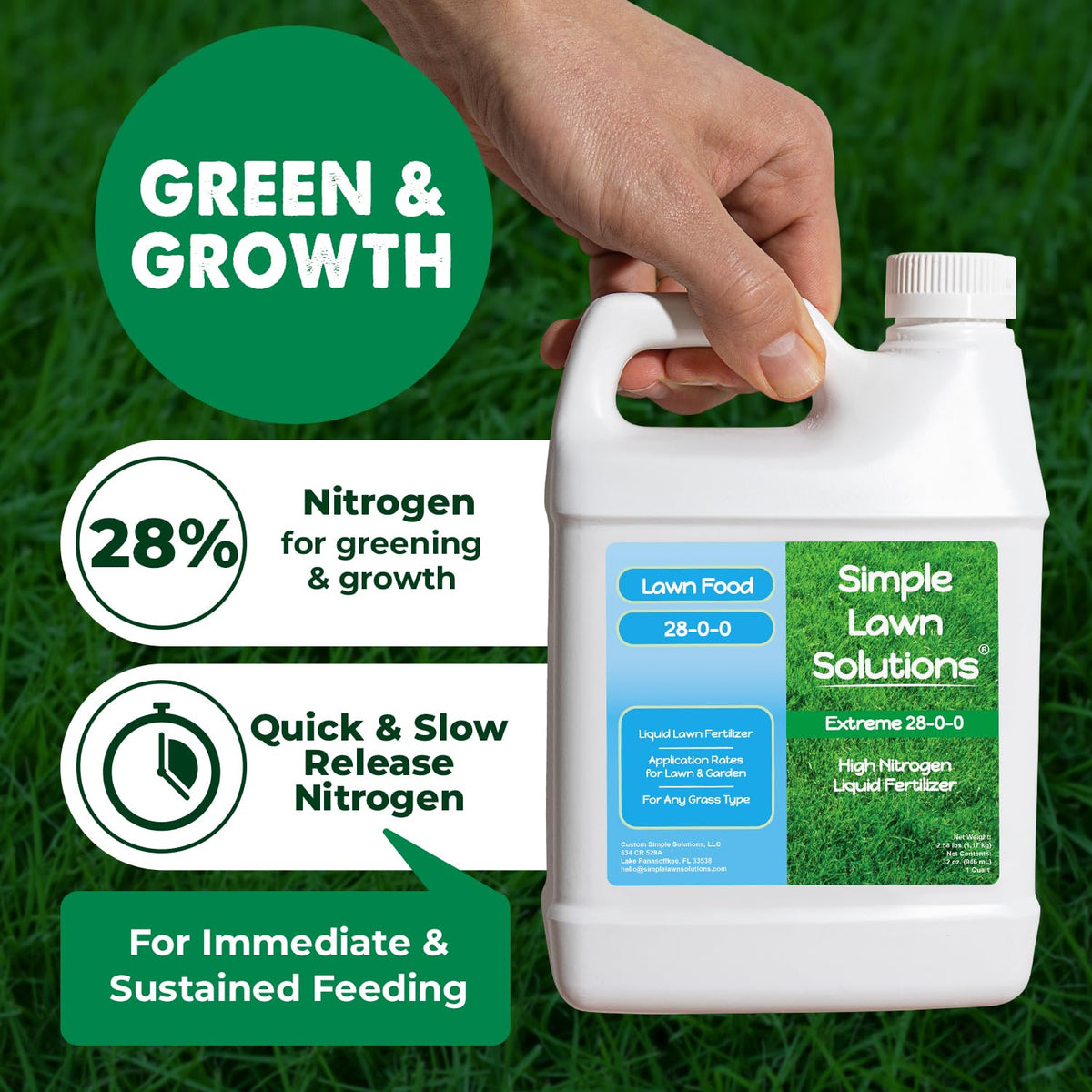 Nitrogen fast-acting visuals show rapid greening with Simple Lawn Solutions