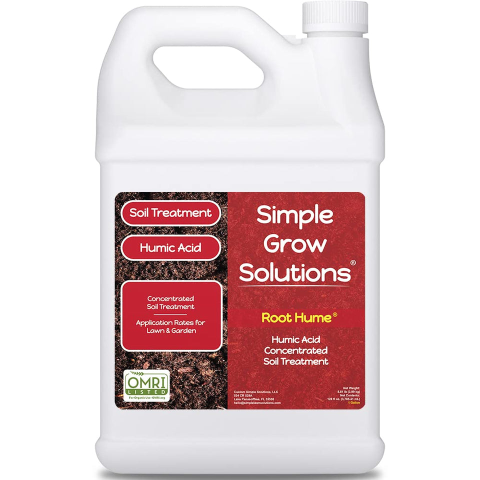 Simple Lawn Solutions Root Hume bottle close-up for soil nutrient boost.
