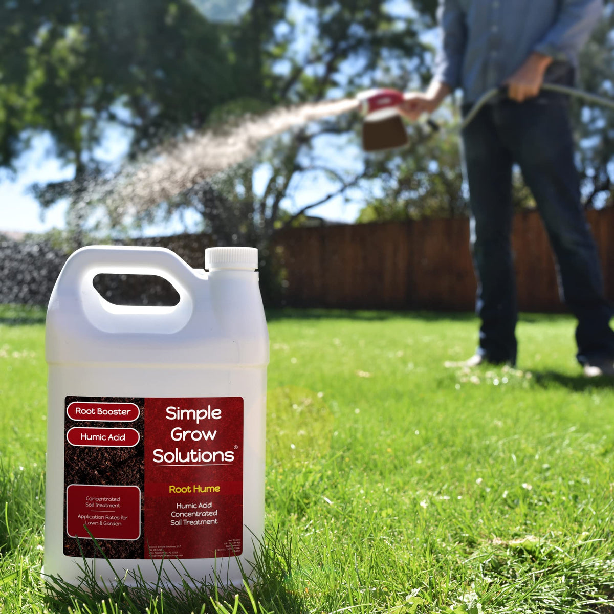 Houseplants watered with Root Hume concentrate for better uptake.