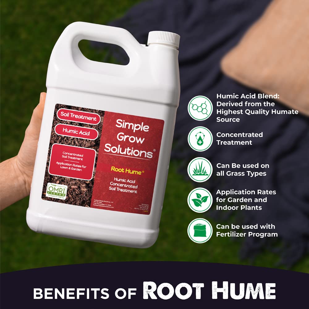 Simple Lawn Solutions Root Hume label close-up for concentrated organic carbon.