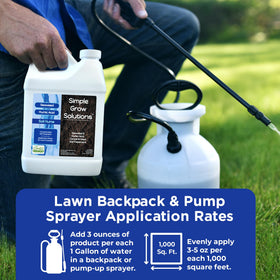 Simple Lawn Solutions seaweed-fulvic blend close-up highlights natural ingredients.