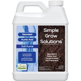 Simple Lawn Solutions Seaweed Humic Fulvic blend bottle pour boosts nutrient delivery for lawns.