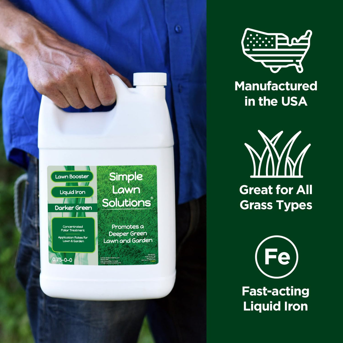Simple Lawn Solutions turf application showing a greener lawn.