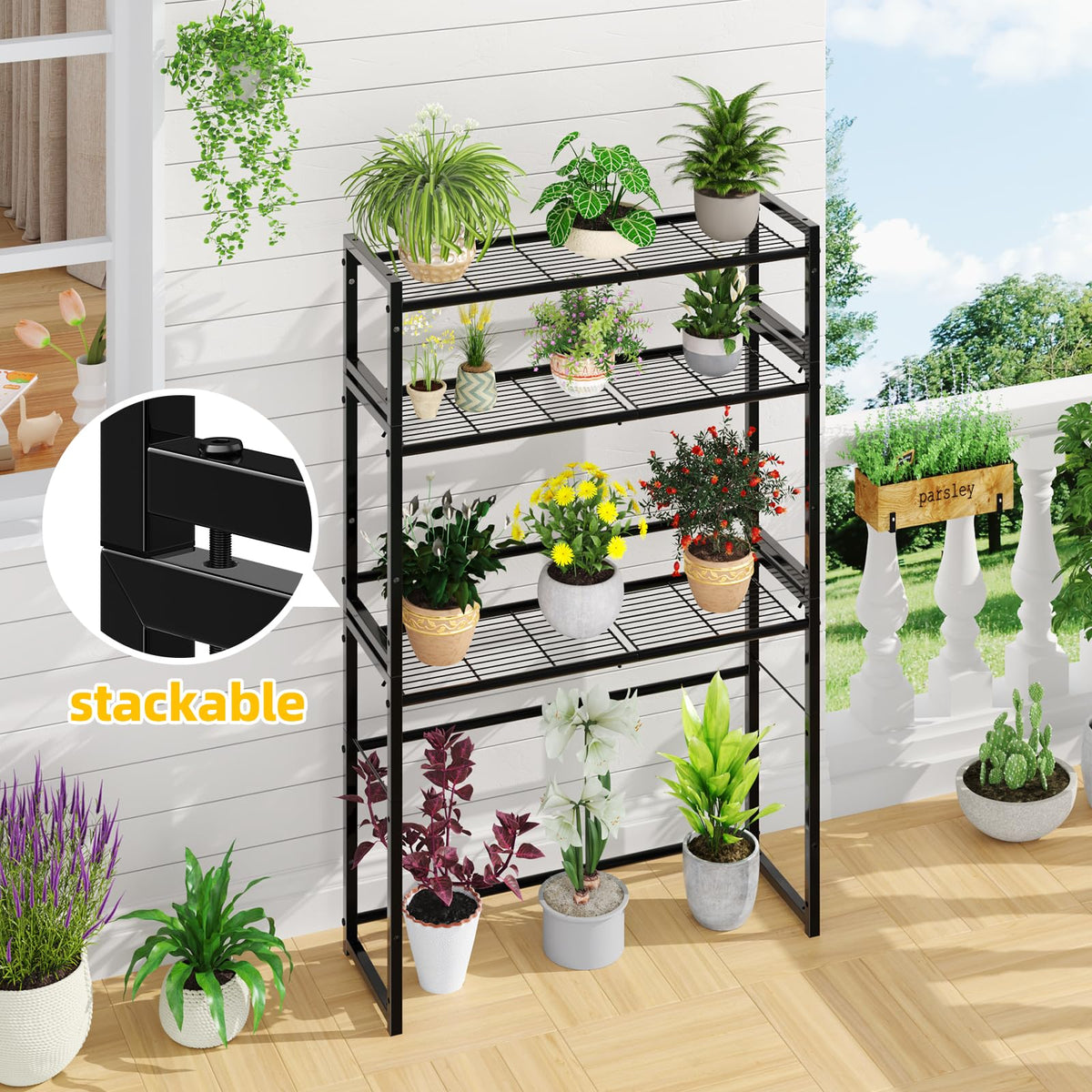 Simple Trending 3-tier plant stand waterproof coating resists moisture indoors and outdoors