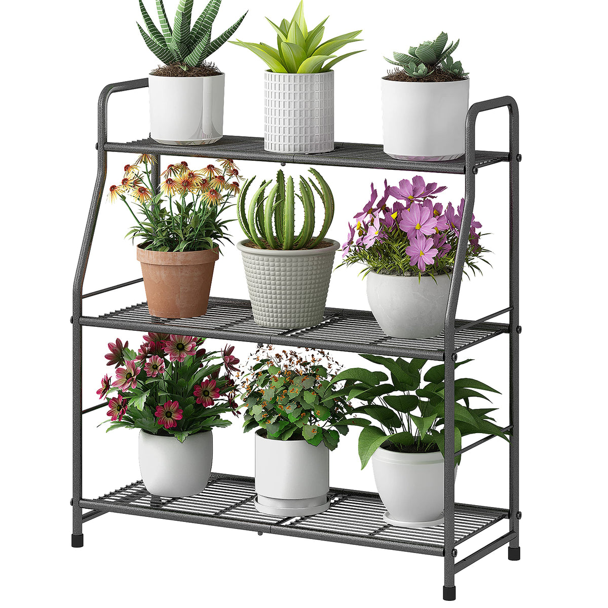 Simple Trending 3-tier plant stand for indoor and outdoor display and organization.