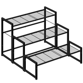 Simple Trending 3-tier plant stand outdoor side view showing compact space-saving design