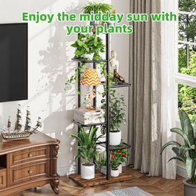 Simple Trending plant rack demonstrates indoor and outdoor versatility in a living room corner.