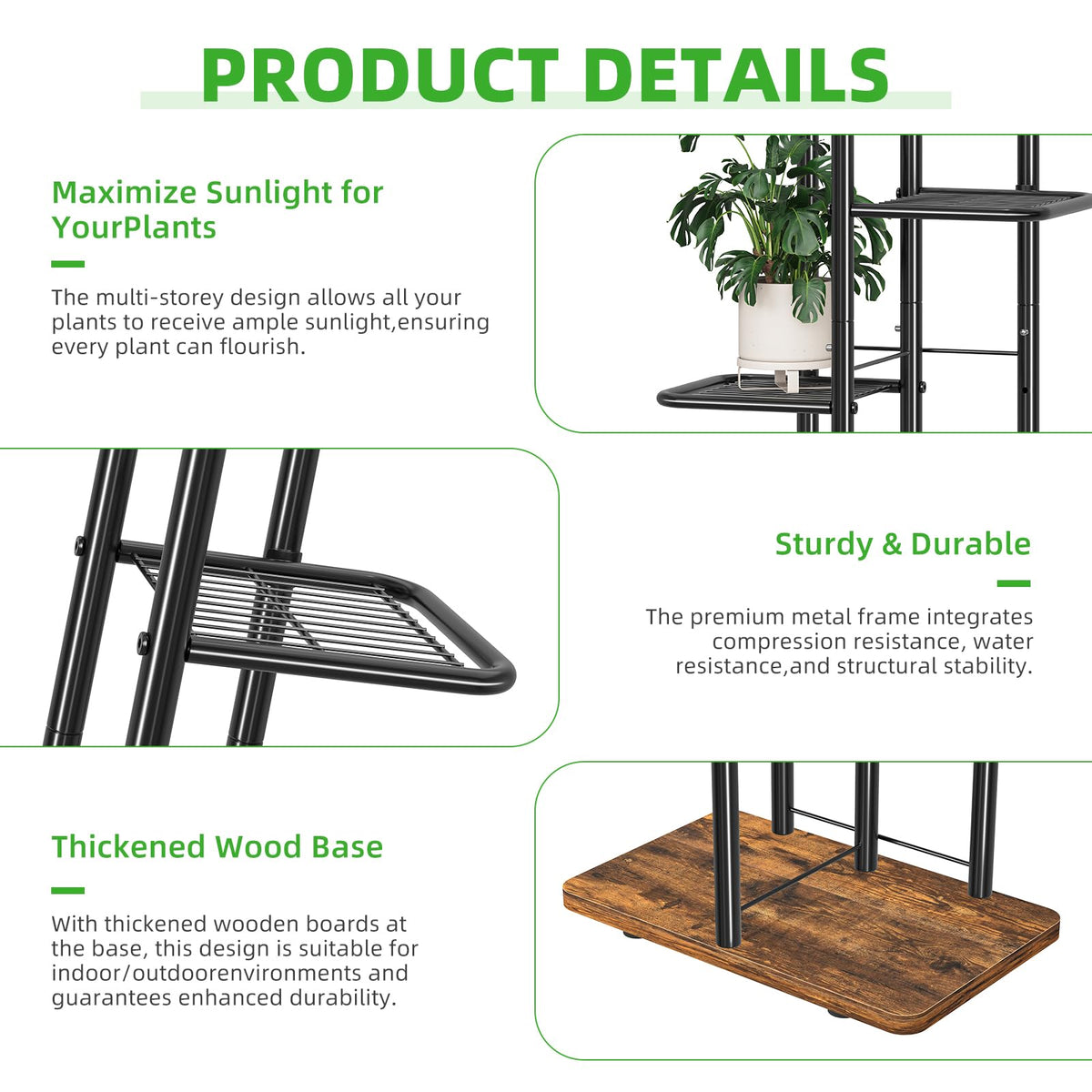 Simple Trending waterproof rustproof finish protects the stand outdoors against weather.