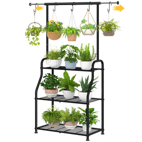 Simple Trending plant stand with 3-tier hanging top rod extended for flexible display.