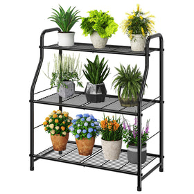 Simple Trending 3-Tier Plant Stand front view shows ample capacity for several potted plants.
