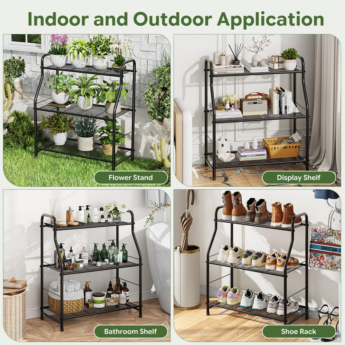 Simple Trending 3-Tier Plant Stand stable base ensures steady placement on varied floors.