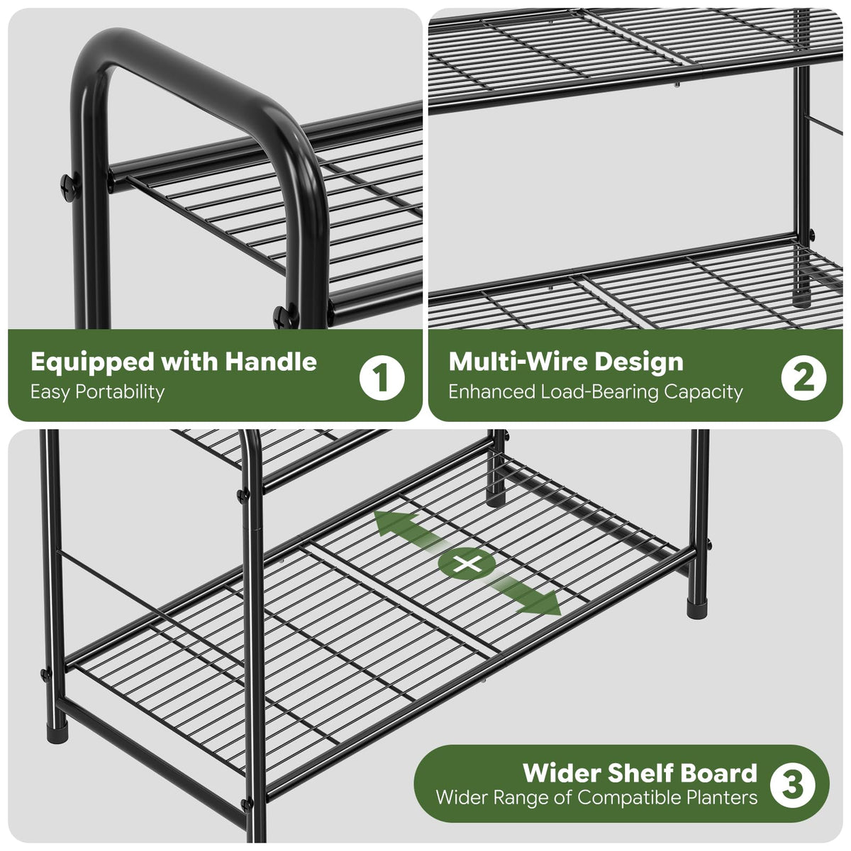 Simple Trending 3-Tier Plant Stand ventilated design promotes healthy airflow around pots.