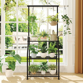 Simple Trending 64-inch tall rack fits corner spaces with abundant plant storage.