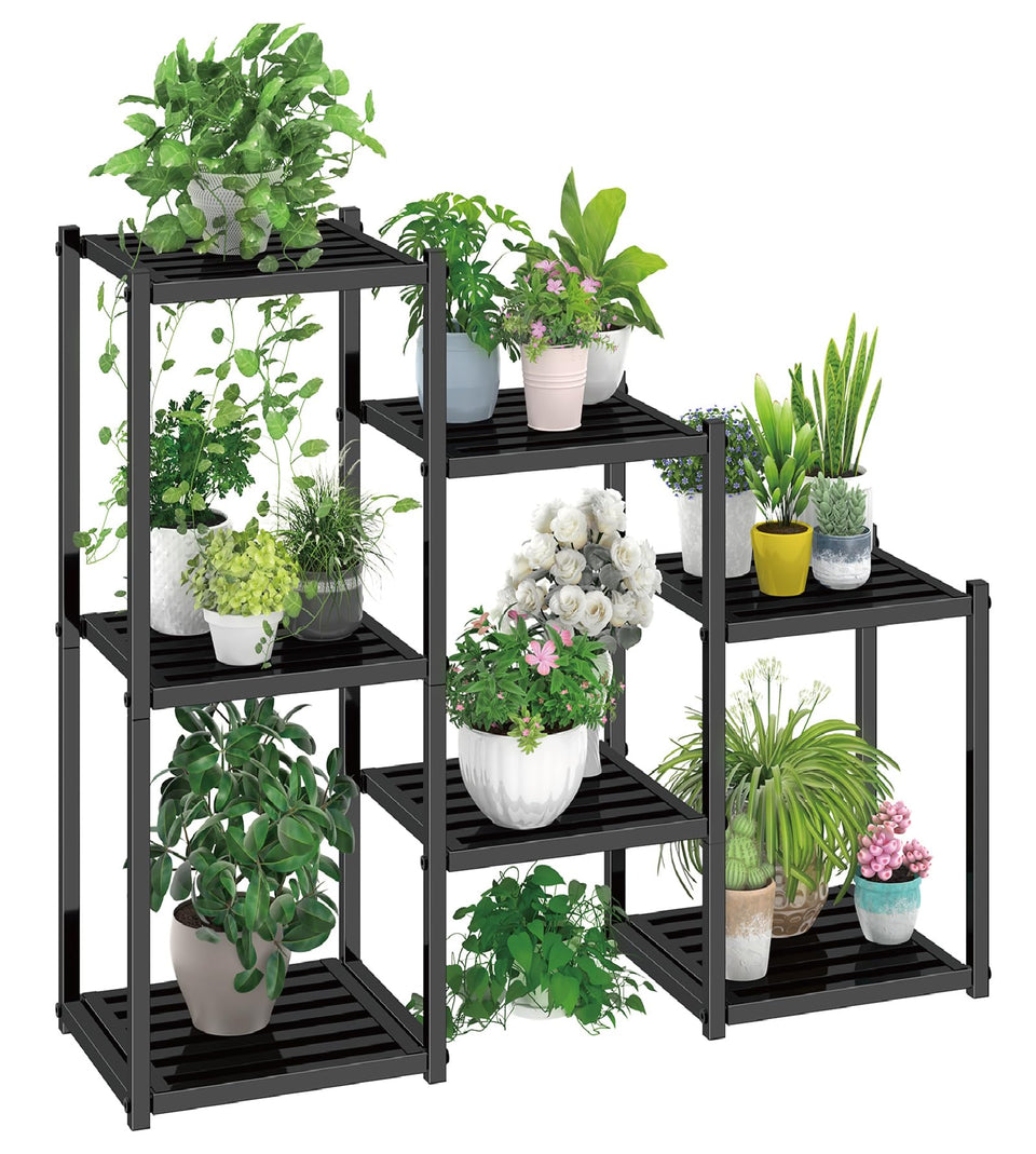 Simple Trending 7-tier plant stand outdoors with multiple pots for versatile displays