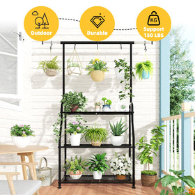 Simple Trending heavy-duty steel-frame plant stand provides sturdy support for multiple pots.