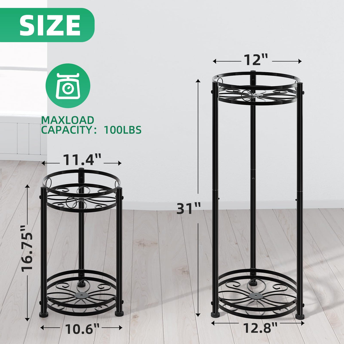 Simple Trending round plant stand metal construction emphasizes durability and stability.