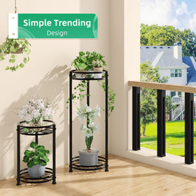 Simple Trending round plant stand short 16.75inch fits compact shelf displays.