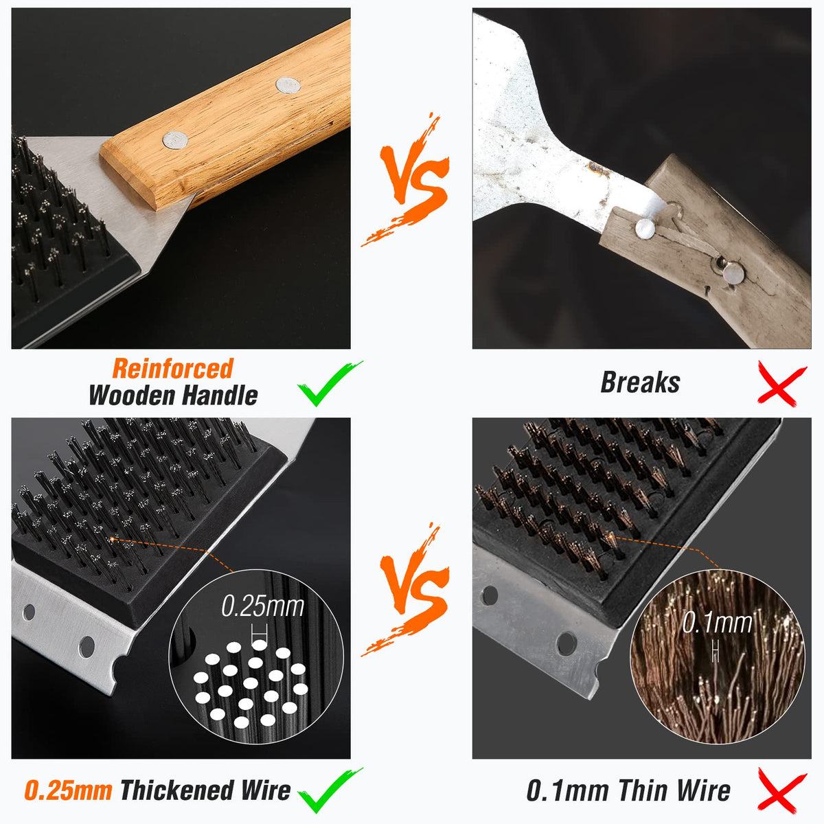 SIMPLETASTE grill brush anti-shedding bristles reduce debris risk