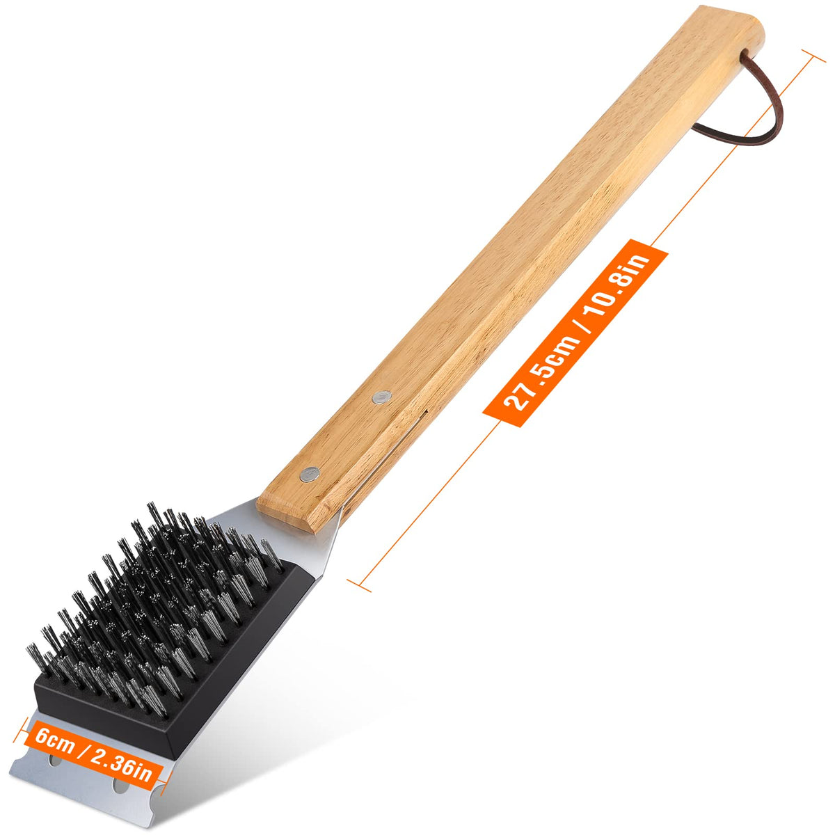 SIMPLETASTE grill brush ergonomic grip with hanging loop for storage