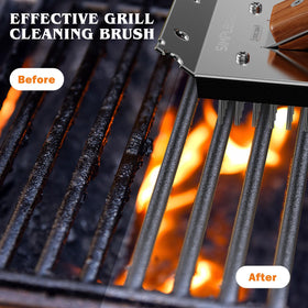 SimpleTASTE grill brush with hanging loop for convenient storage.