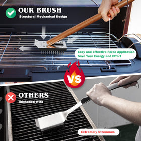 SimpleTASTE grill brush high-temperature resistant head resists melting during cooking.